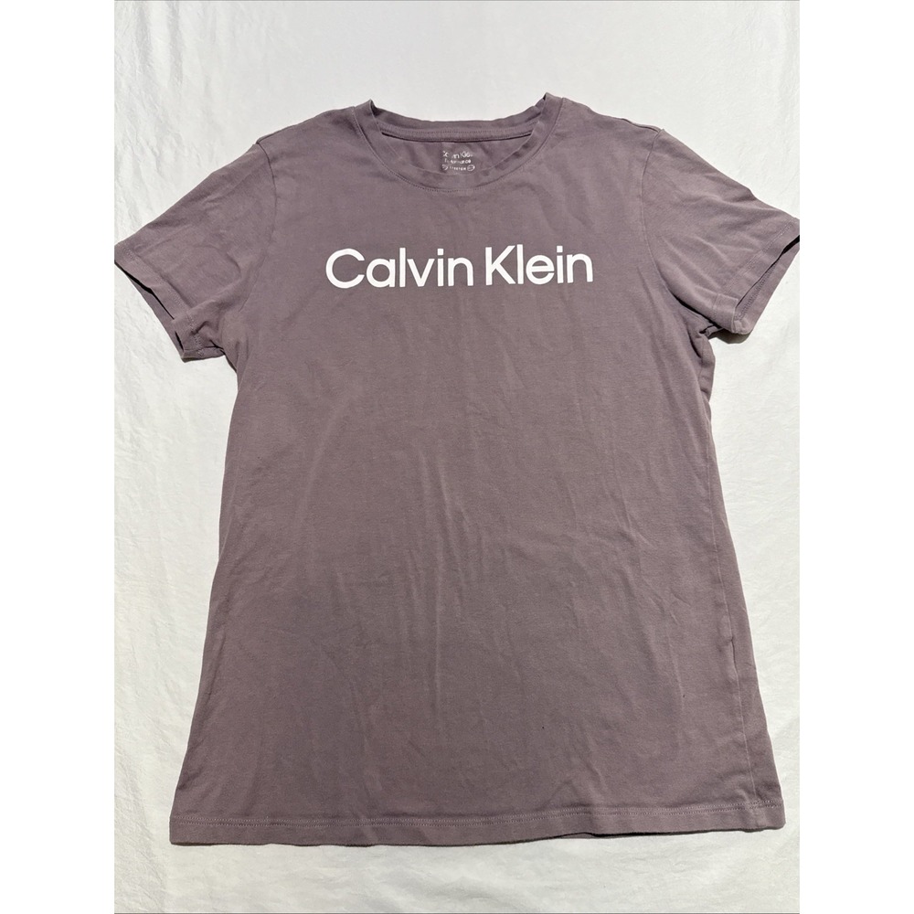 Calvin Klein Women's Performance Logo T Shirt Medium Purple Stretch - Picture 2 of 7